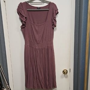 Torrid Purple Ruched Midi Sundress with Flutter Sleeves